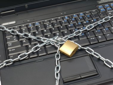 Chained laptop clipart