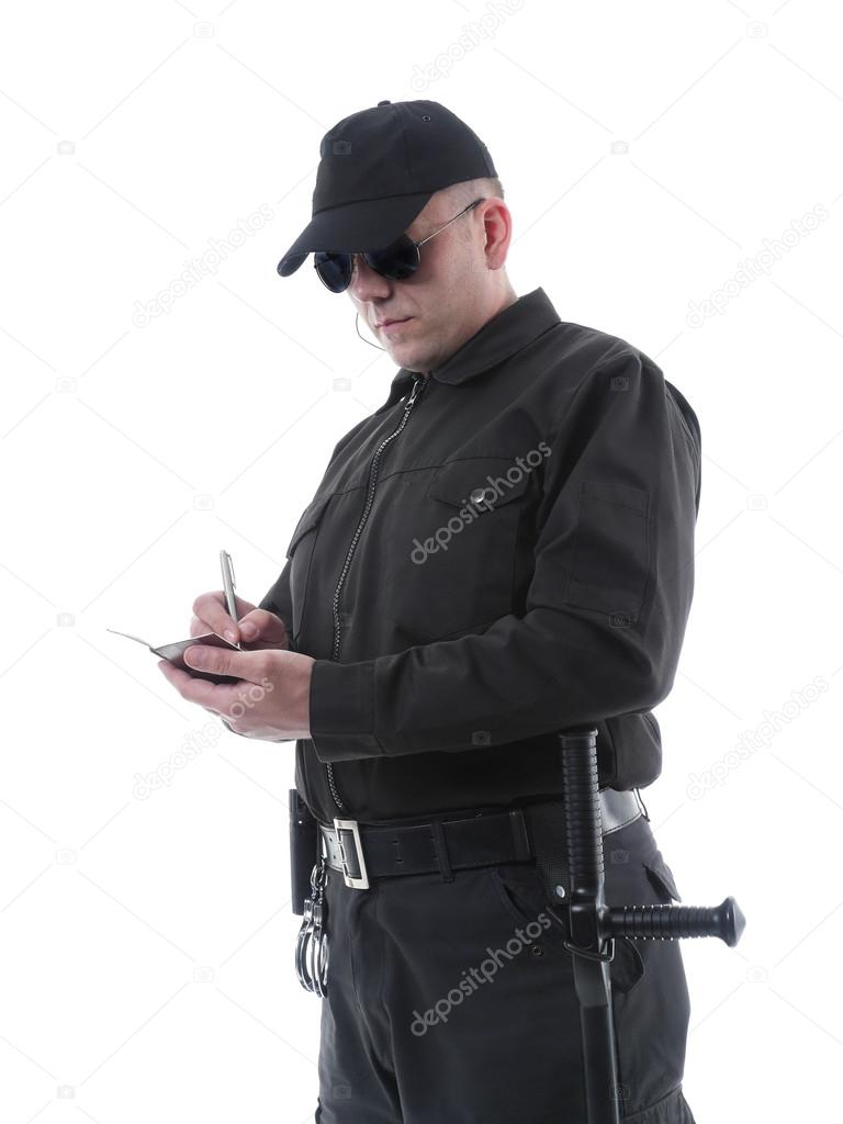 Policeman taking notes