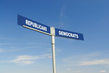 Republicans vs Democrats signpost clipart
