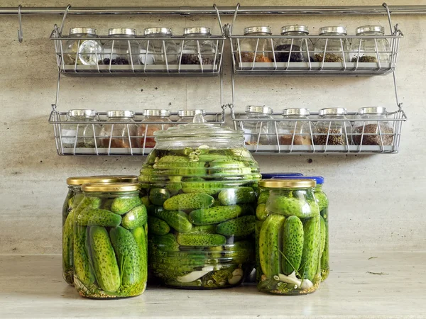 Pickled green cucumbers — Stock Photo, Image