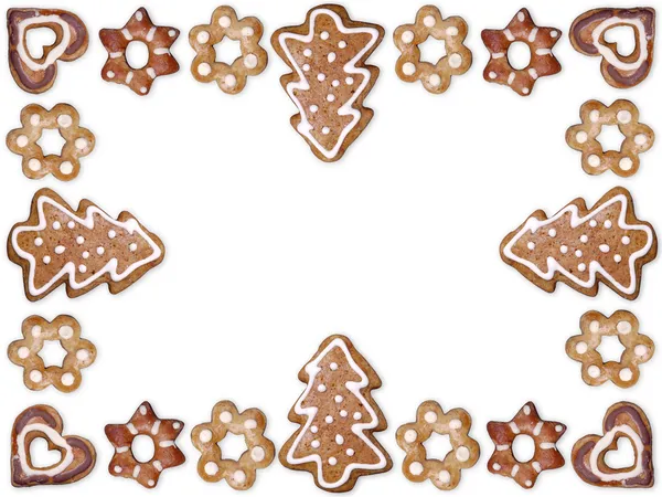 Christmas gingerbread cookie frame — Stock Photo, Image