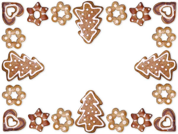 Christmas gingerbread cookie frame — Stock Photo, Image