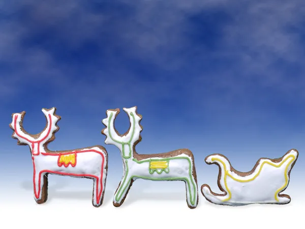 Reindeers and sleigh — Stock Photo, Image