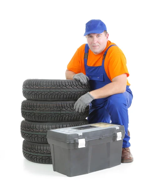 Dienstmann für Autoreifen — Stockfoto