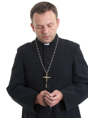 Priest with rosary clipart
