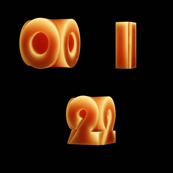 Rendering Glowing Double Font Alphabet Digits — Stock Photo, Image