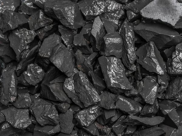 Primer Plano Grumos Carbón Duro Negro Disparados Desde Arriba — Foto de Stock