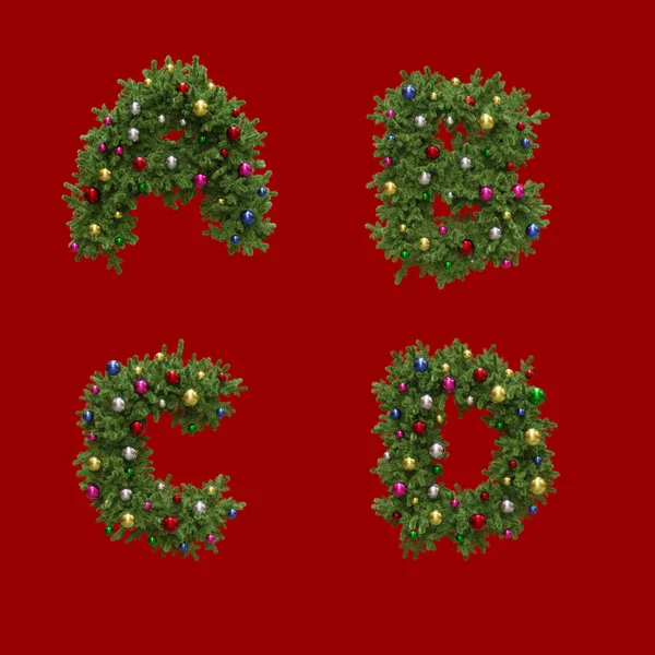 圣诞花环式字母表的3D渲染 字母A — 图库照片
