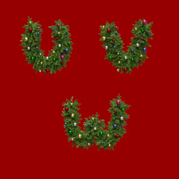 Rendering Christmas Wreath Style Alphabet Letters — Stock Photo, Image