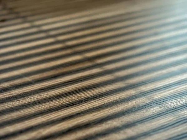 Window Blinds Casting Shadow Wooden Surface — Stock Photo, Image