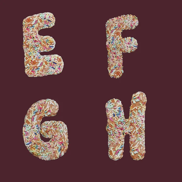 Rendering Sprinkle Gingerbread Cookies Letters Alphabet Letters — Foto Stock