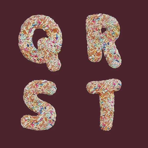 Rendering Sprinkle Gingerbread Cookies Letters Alphabet Letters — 스톡 사진