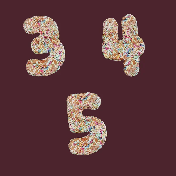 Rendering Sprinkle Gingerbread Cookies Letters Alphabet Digits — Stockfoto