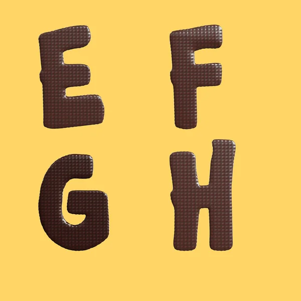 Rendering Chocolate Waffle Letters Alphabet Letters — Foto de Stock