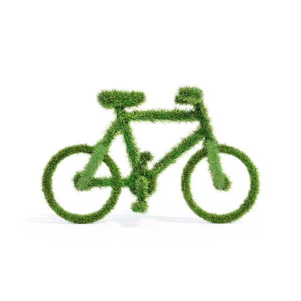 Рендеринг Травы Покрытой Упрощенной Формой Велосипеда Концепция Экологической Сознательности — стоковое фото