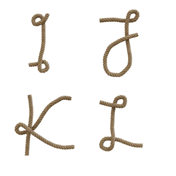 Визуализация Конопляной Веревки Заглавными Буквами Алфавита Буквы — стоковое фото