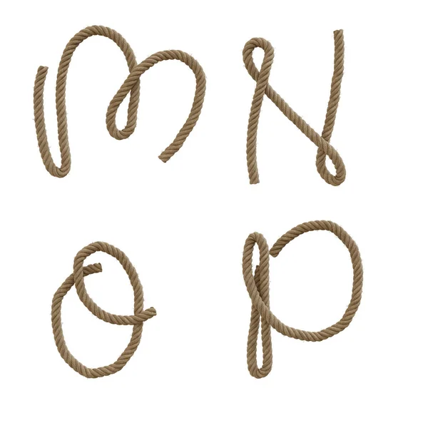 Визуализация Конопляной Веревки Заглавными Буквами Алфавита Буквы — стоковое фото