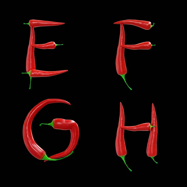 Representación Del Alfabeto Letras Mayúsculas Chile Rojo Letras — Foto de Stock