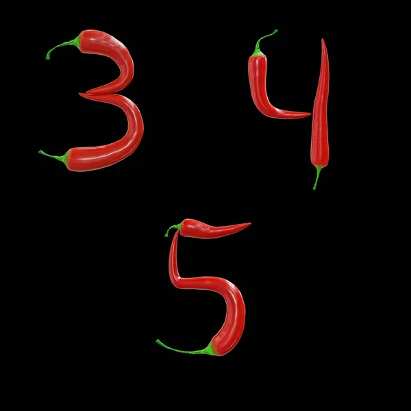 Representación Del Alfabeto Letras Mayúsculas Chile Rojo Dígitos — Foto de Stock
