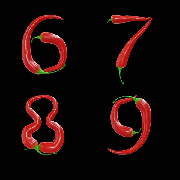 Representación Del Alfabeto Letras Mayúsculas Chile Rojo Dígitos — Foto de Stock