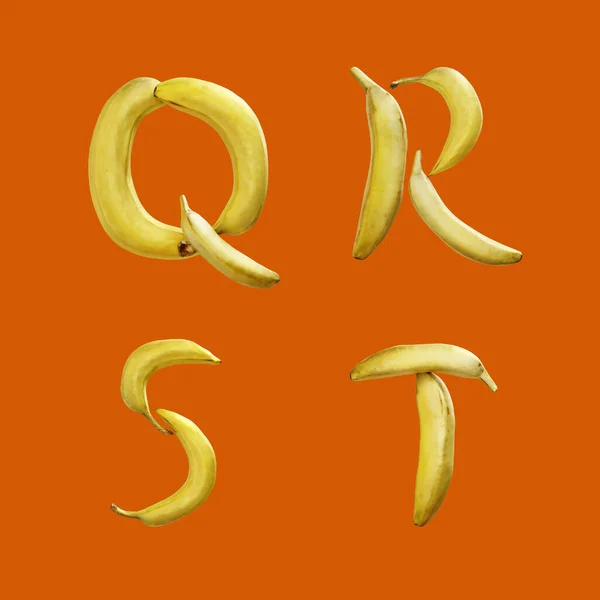 Рендеринг Банановых Фруктов Заглавные Буквы Алфавита Буквы — стоковое фото