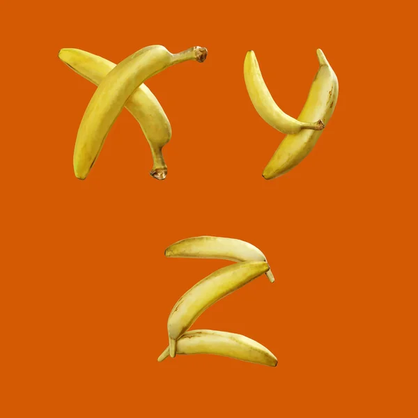 Återgivning Stora Bokstäver Bananfrukt Bokstäver — Stockfoto