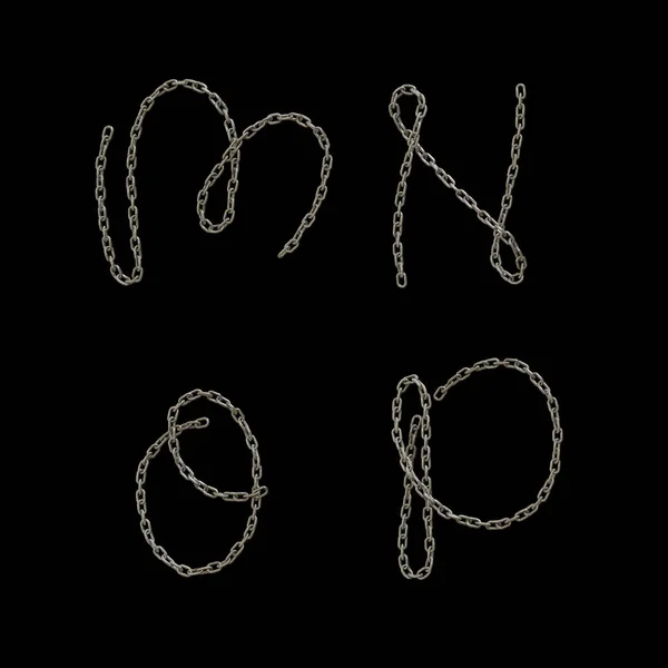 Rendu Chaîne Métallique Lettre Majuscule Alphabet Lettres — Photo