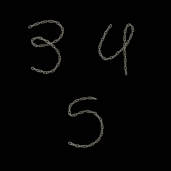 金属チェーン資本文字アルファベットの3Dレンダリング 数字3 — ストック写真