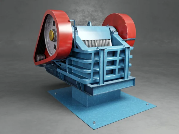 Rendering Jaw Crushing Machine Model Gray Background — Foto Stock