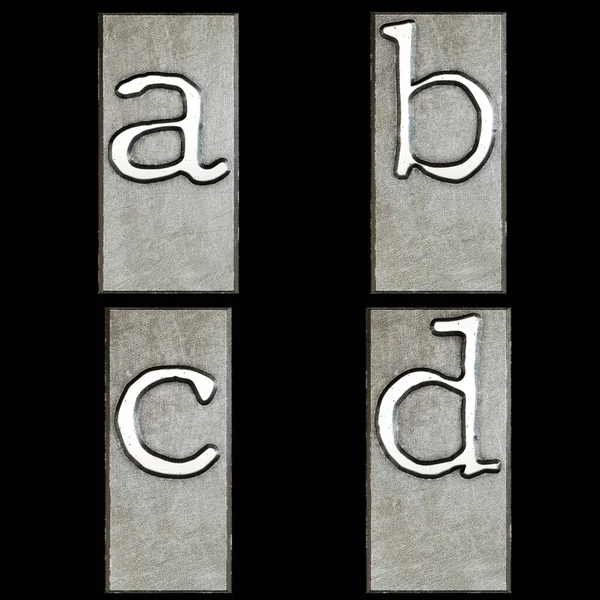 金属タイプライタープリントヘッドアルファベットの3Dレンダリング 小文字 — ストック写真