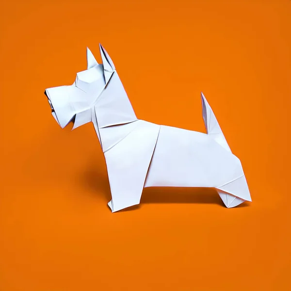 Återgivning Skotska Terrier Hund Papper Origami Stil — Stockfoto