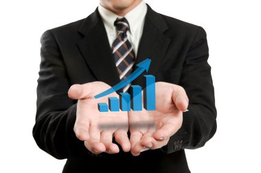 iş adamı, parlayan grafik ile