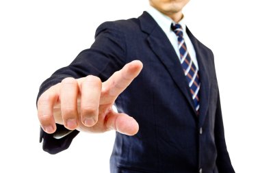 düğmeye dokunarak işadamı