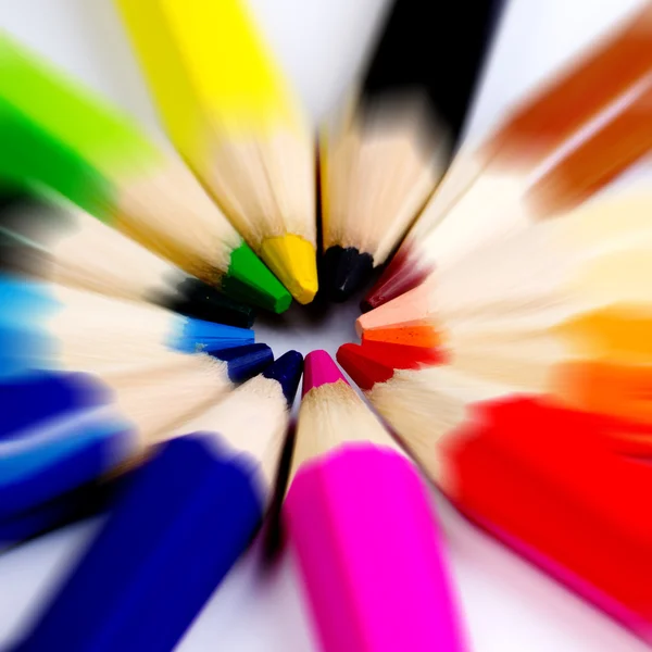 Colorful of pencils in concept all for one — Stock Photo, Image