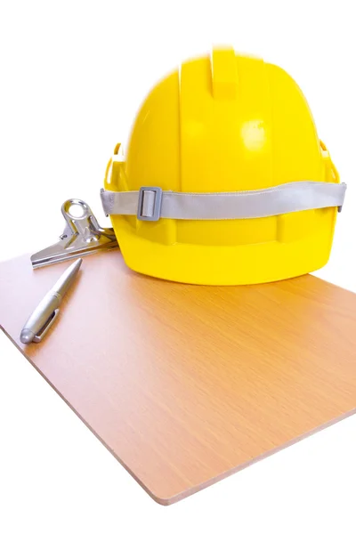 Safety hand and wood working board — Stock Photo, Image