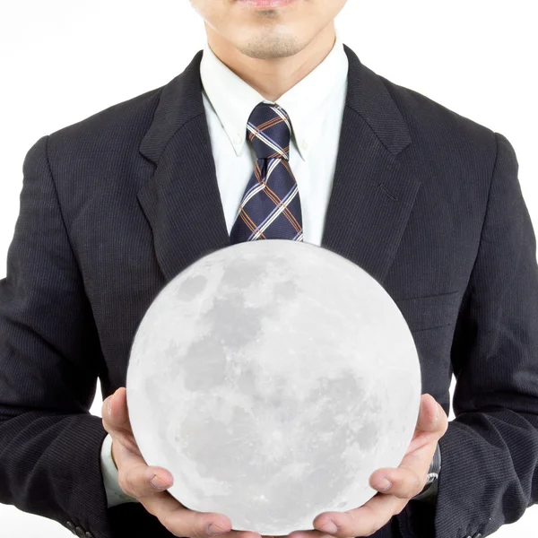 Football manager hold Moon — Stock Photo, Image