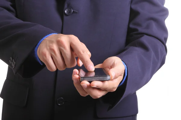 Use finger touch smart phone — Stock Photo, Image