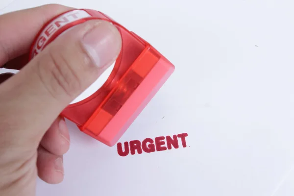Use hand for stamp Urgent case — Stock Photo, Image
