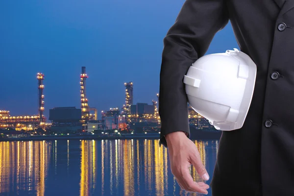 Engineer people holding safety hat — Stock Photo, Image