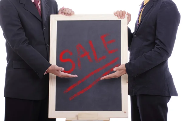 Businessman show sell text for show discount — Stock Photo, Image