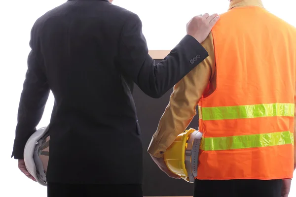 Engenheiro discutir e apresentar o seu trabalho para se preparar — Fotografia de Stock