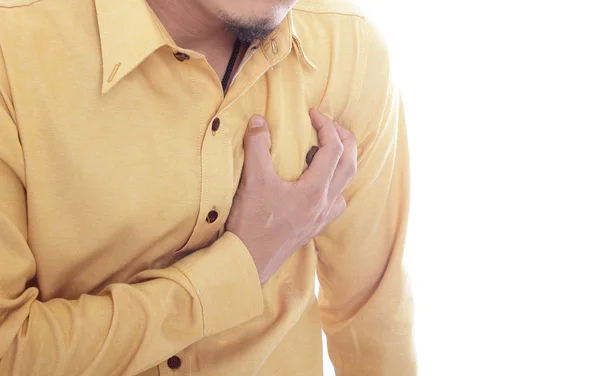 Kalp krizi, göğüs kapma elini kullanma — Stok fotoğraf
