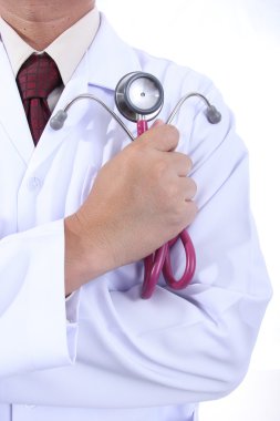pembe stethoscopeyour sağlıklı kavramı holding tıp doktoru
