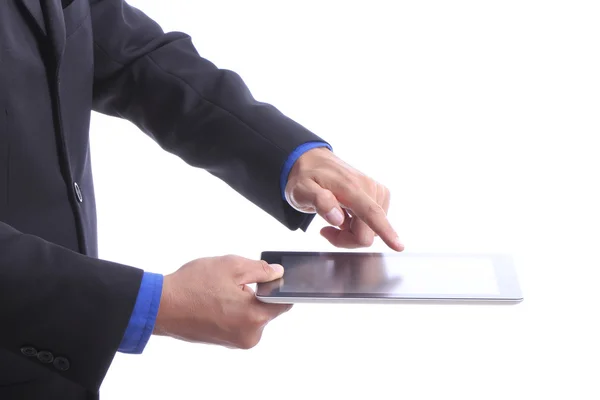 Fechar empresário usar touch pad — Fotografia de Stock