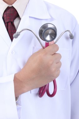 pembe stethoscopeyour sağlıklı kavramı holding tıp doktoru