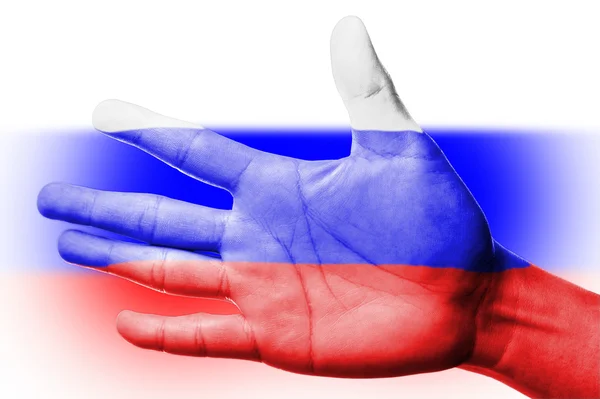 Cheering fan with Painting national Russia flag — Stock Photo, Image