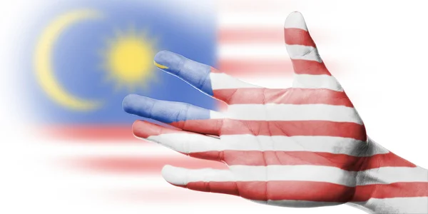 Jublande fläkt med målning malaysia flagga — Stockfoto