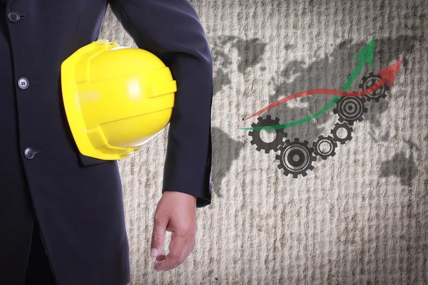 Two Engineer people holding safety hat — Stock Photo, Image