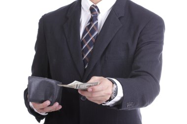 işadamı koyarak Doları para için bir şey ödemek