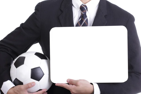 Football manager hold ball — Stock Photo, Image